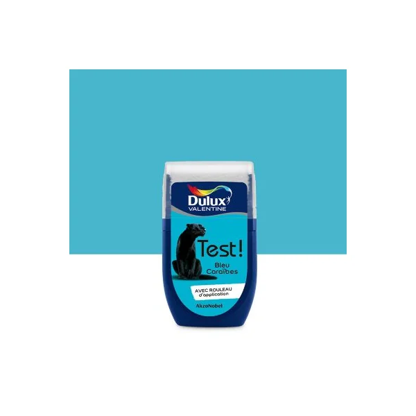 Testeur peinture bleu caraïbes Dulux Valentine Crème De Couleur 30 ml