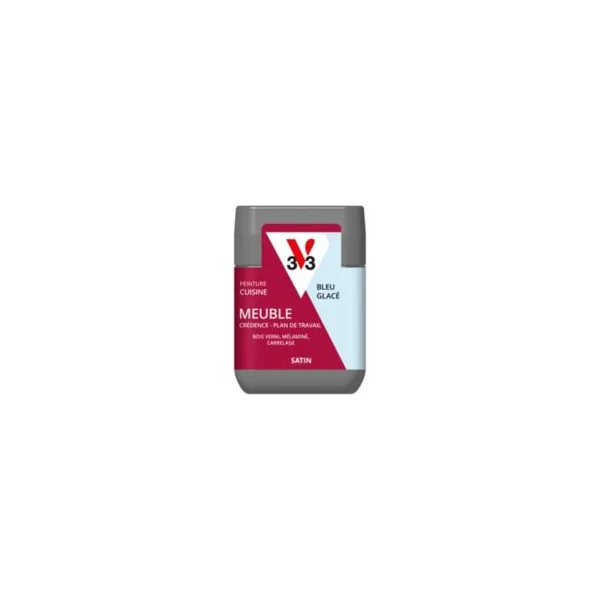 Testeur peinture de rénovation meuble cuisine V33 bleu glacé satin 75ml