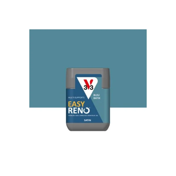 Testeur peinture de rénovation multi-supports V33 Easy Reno bleu batik satin 75ml