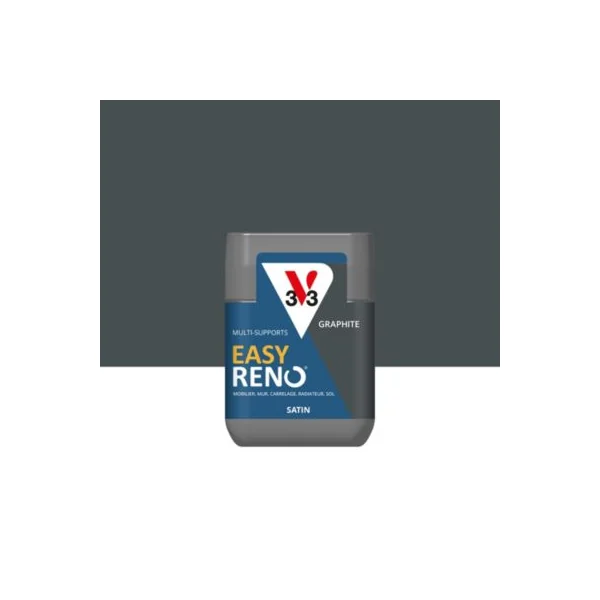 Testeur peinture de rénovation multi-supports V33 Easy Reno gris graphite satin 75ml