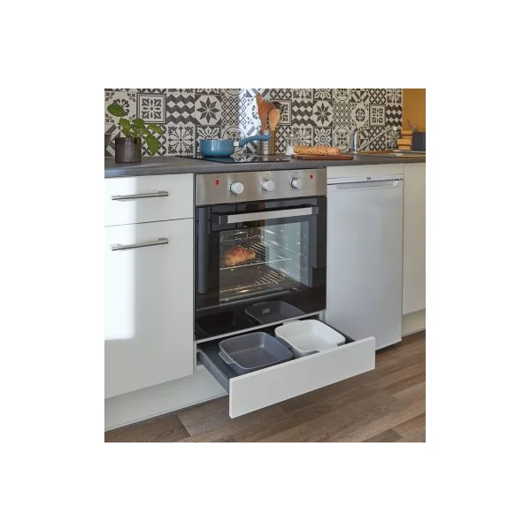 Tiroir bas de four de cuisine GoodHome Sancho Anthracite l. 60 cm