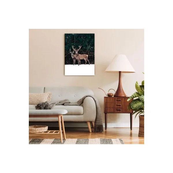 Toile imprimée cerfs forets 60 x 90 cm