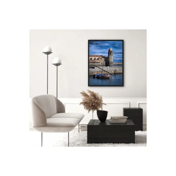 Toile imprimée Eglise Collioure montée sur châssis bois en pin 60x80 cm
