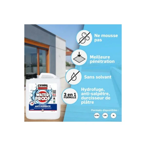 Traitement Murs Humides Rubson incolore bidon 2,5L