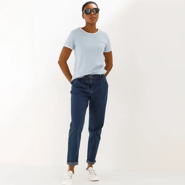 T-shirt bicolore manches courtes , bleu ciel