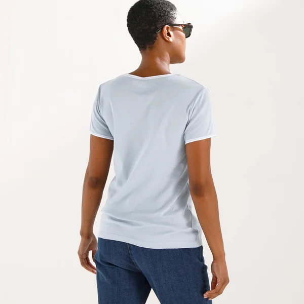 T-shirt bicolore manches courtes , bleu ciel