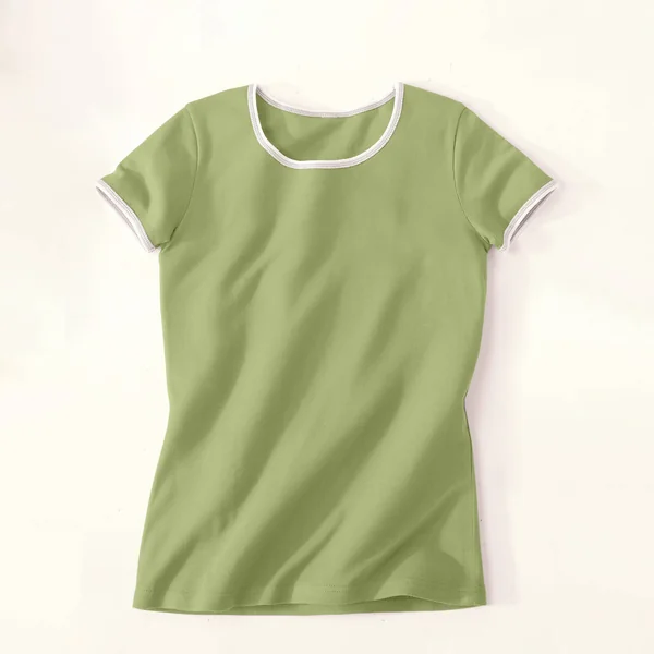 T-shirt bicolore manches courtes , vert tilleul