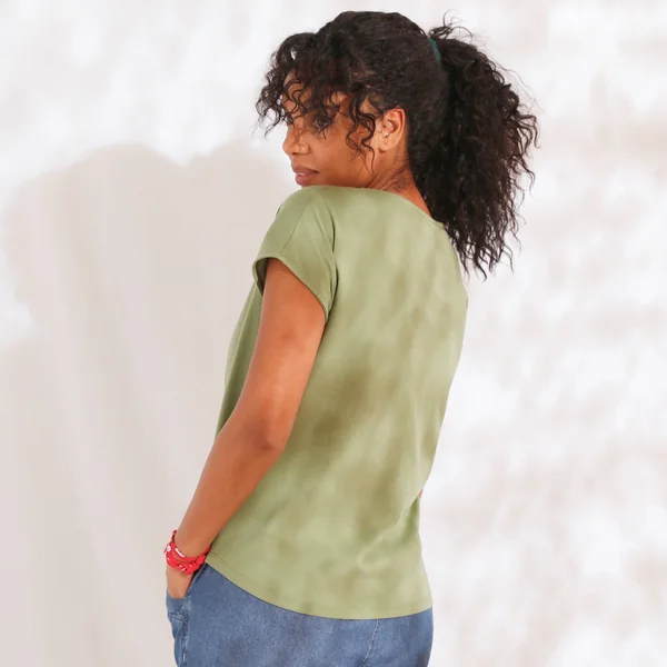 T-shirt imprimé placé "love", kaki / rose