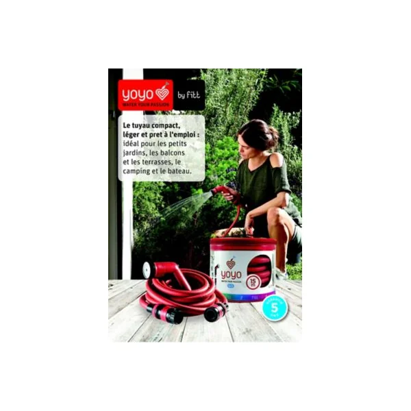 Tuyau extensible FITT YOYO GO 15 m coloris Rouge