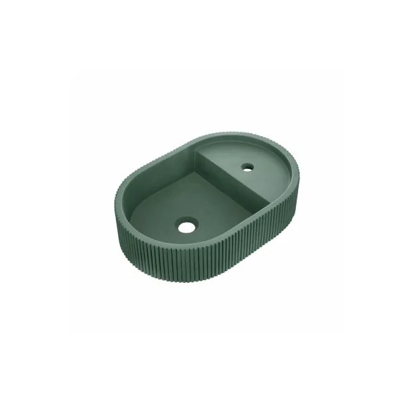 Vasque à poser ovale en béton vert effet moucheté l.54 x H.12 x P.36,5 cm, Homesight Pao