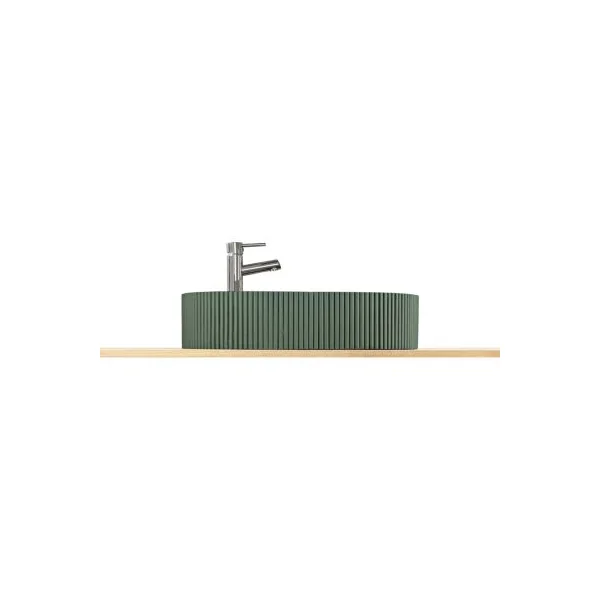 Vasque à poser ovale en béton vert effet moucheté l.54 x H.12 x P.36,5 cm, Homesight Pao