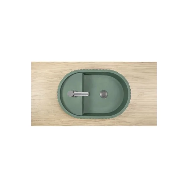 Vasque à poser ovale en béton vert effet moucheté l.54 x H.12 x P.36,5 cm, Homesight Pao