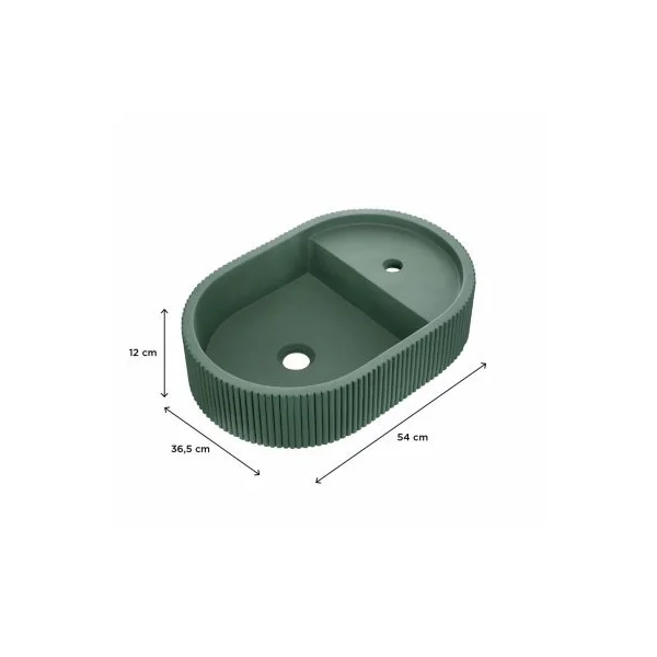 Vasque à poser ovale en béton vert effet moucheté l.54 x H.12 x P.36,5 cm, Homesight Pao