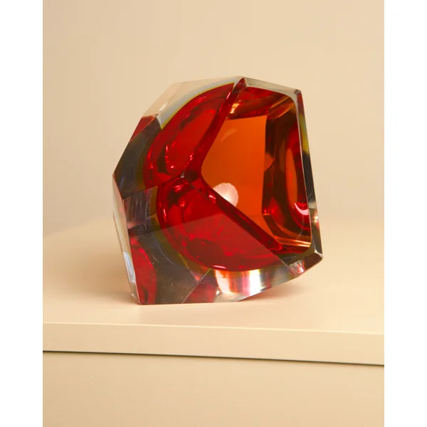 Very Large "Free Form" Red Tray by Flavio Poli for Seguso, 1960s