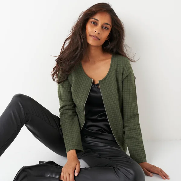 Veste matelassée zippée, kaki