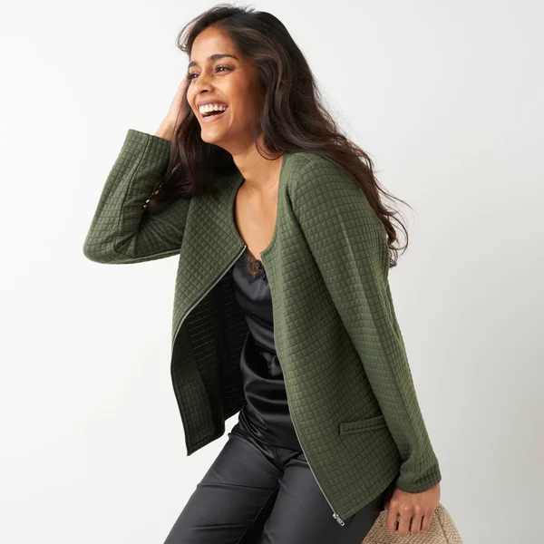 Veste matelassée zippée, kaki