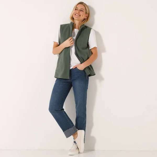 Veste polaire zippée sans manches, bronze
