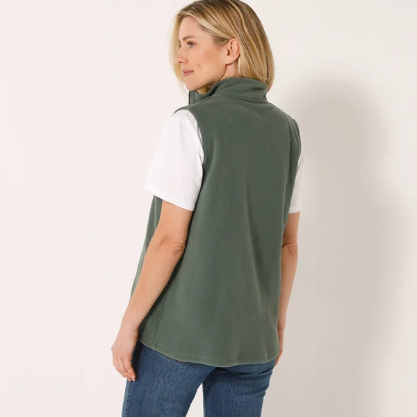 Veste polaire zippée sans manches, bronze