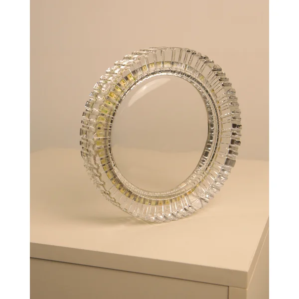 Vide-poches circulaire en cristal et argent par Arnolfo di Cambio 60's