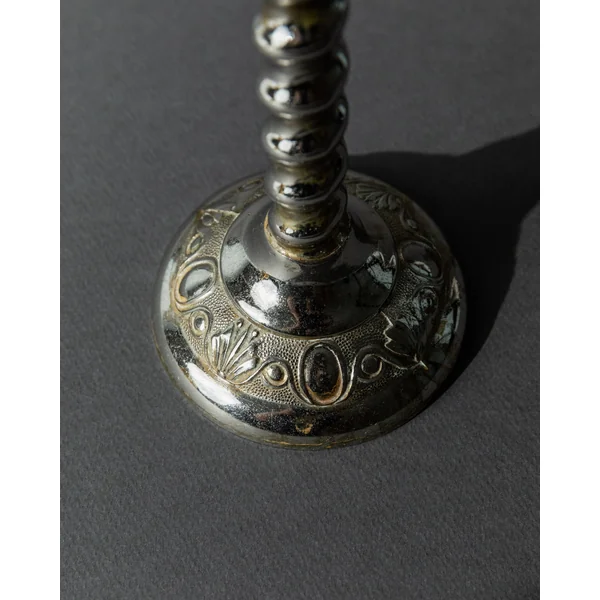Vintage 1940s Silver Plated Candleholder, Twisted Victorian Design England, Antique Decor