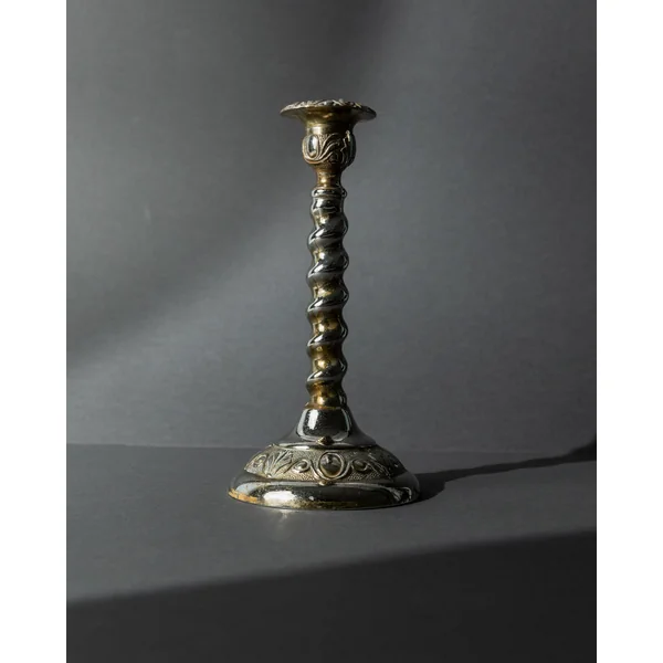 Vintage 1940s Silver Plated Candleholder, Twisted Victorian Design England, Antique Decor