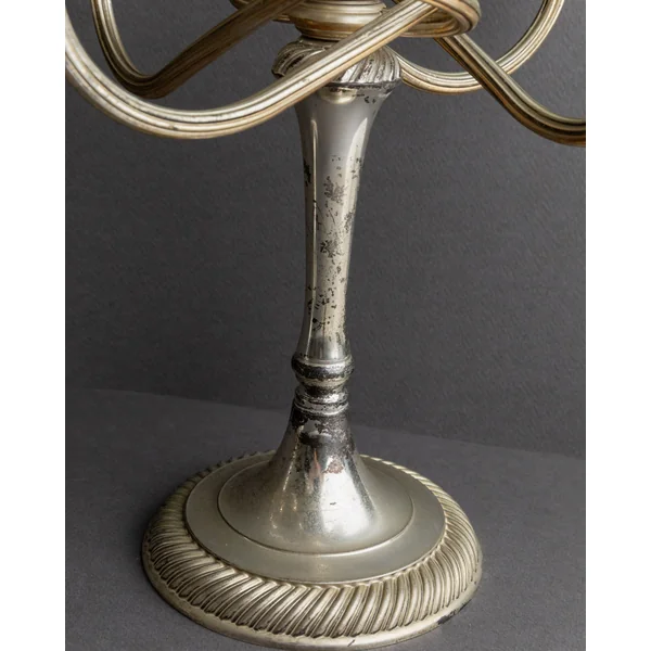 Vintage 1950s Silver Plated Candleholders, Set of 2, Large Five Arm Curved Design