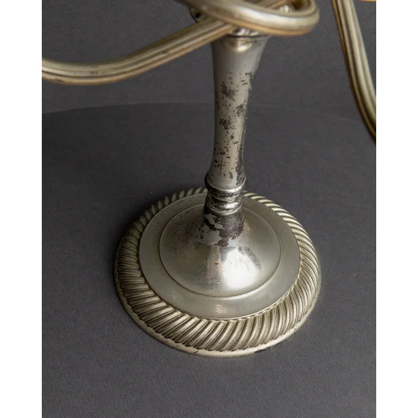 Vintage 1950s Silver Plated Candleholders, Set of 2, Large Five Arm Curved Design