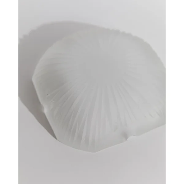 Vintage 1970s Smoking Set, Ashtray and Table Lighter, Frosted Textured Glass, Shell Shape