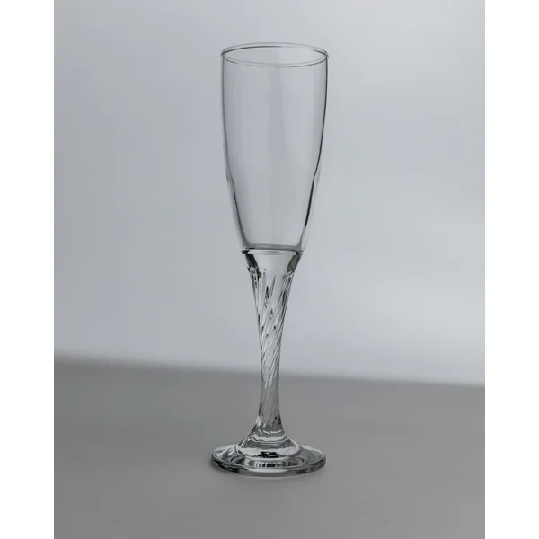 Vintage 1980s Champagne Glasses Set of 8, Flutes, Clear Glass, Swirled Stem, Gift Idea