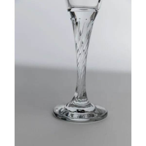 Vintage 1980s Champagne Glasses Set of 8, Flutes, Clear Glass, Swirled Stem, Gift Idea