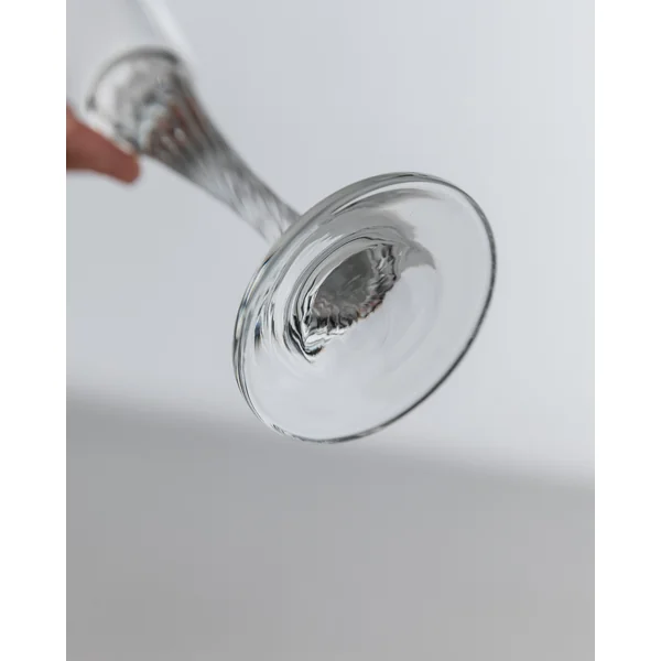 Vintage 1980s Champagne Glasses Set of 8, Flutes, Clear Glass, Swirled Stem, Gift Idea
