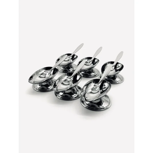 Vintage avocado coupes set of six in stainless steel