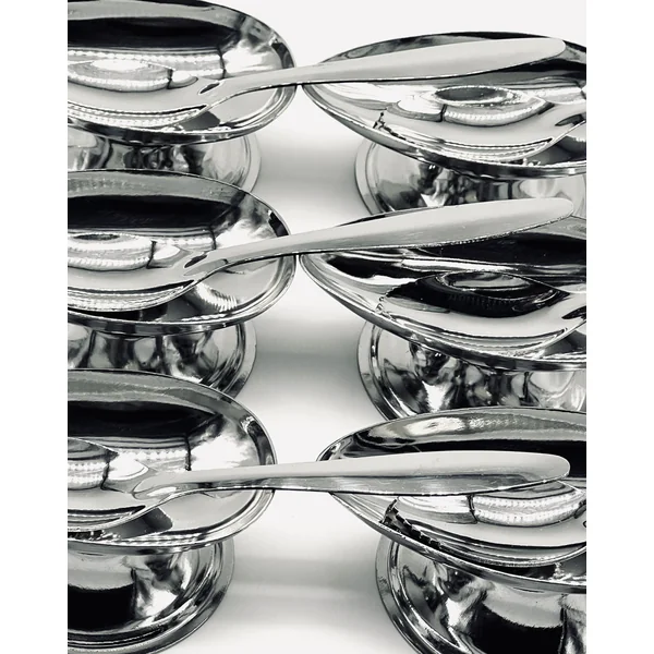 Vintage avocado coupes set of six in stainless steel