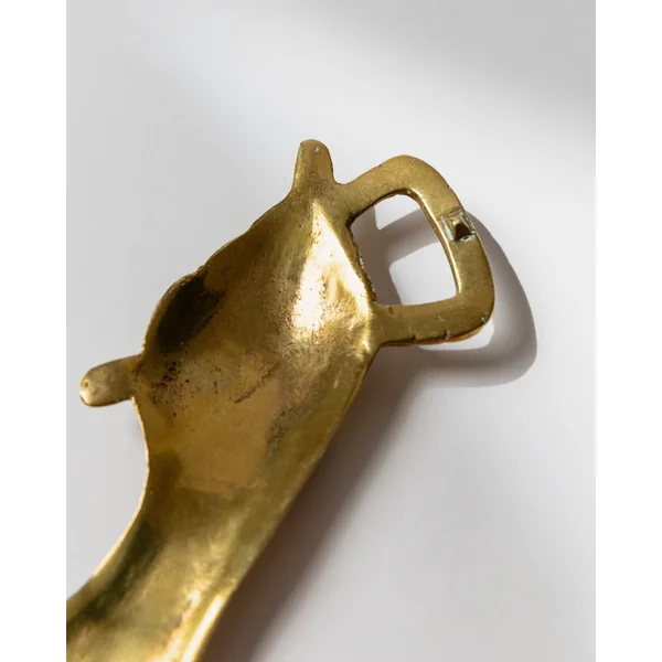 Vintage Bottle Opener Massive Brass, Hand and Sleeve Shape - Design CEG Italy 1950s