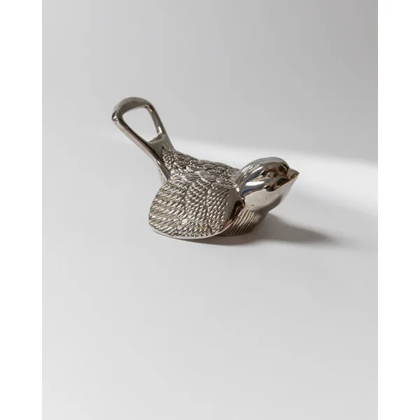 Vintage Bottle Opener Silver Plated, Bird Sparrow Shape, Mid Century Design Italy 1960s