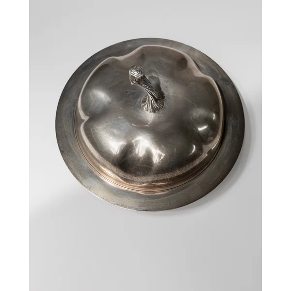 Vintage Bowl with Lid Silver Plated - Pumpkin Shape Design 1940s - Elegant Centerpiece