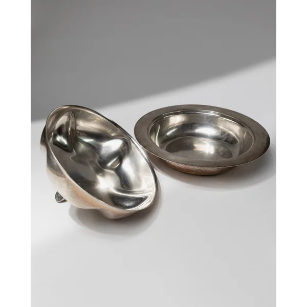 Vintage Bowl with Lid Silver Plated - Pumpkin Shape Design 1940s - Elegant Centerpiece