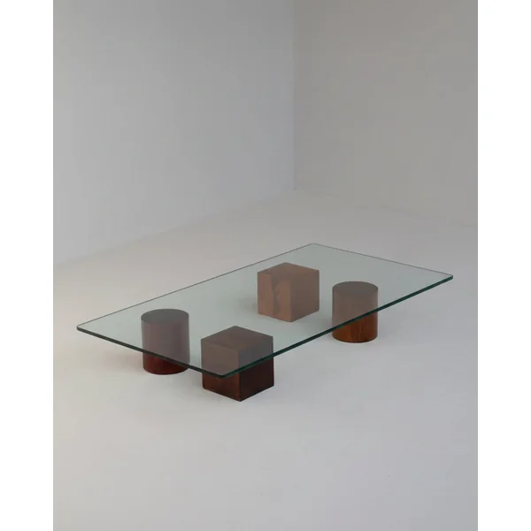 Vintage Coffee Table in Wood and Glass