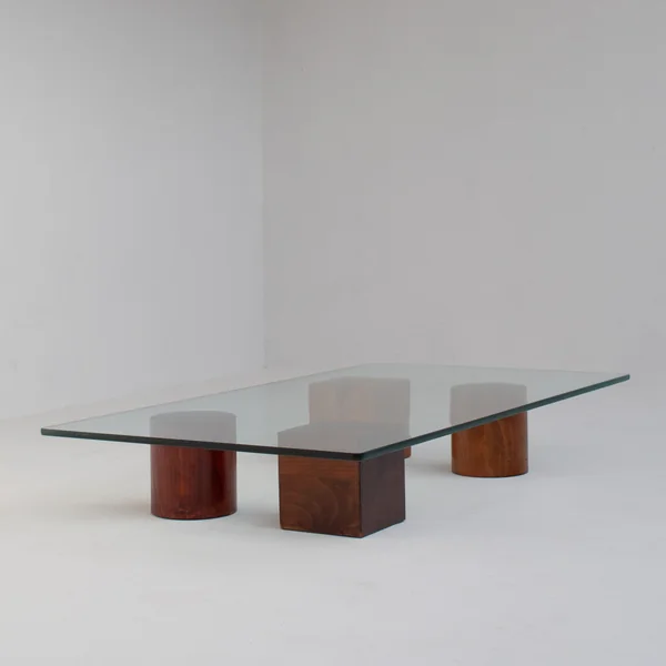 Vintage Coffee Table in Wood and Glass
