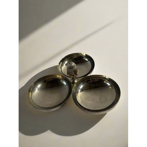Vintage French Nickel and Brass Serving Dish