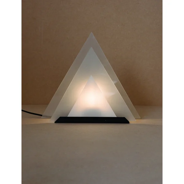 Vintage Glass Pyramid Postmodern Table Lamp C.1980