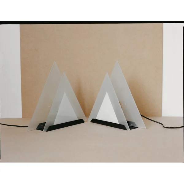 Vintage Glass Pyramid Postmodern Table Lamp C.1980