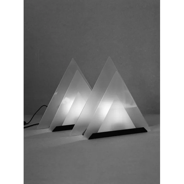 Vintage Glass Pyramid Postmodern Table Lamp C.1980