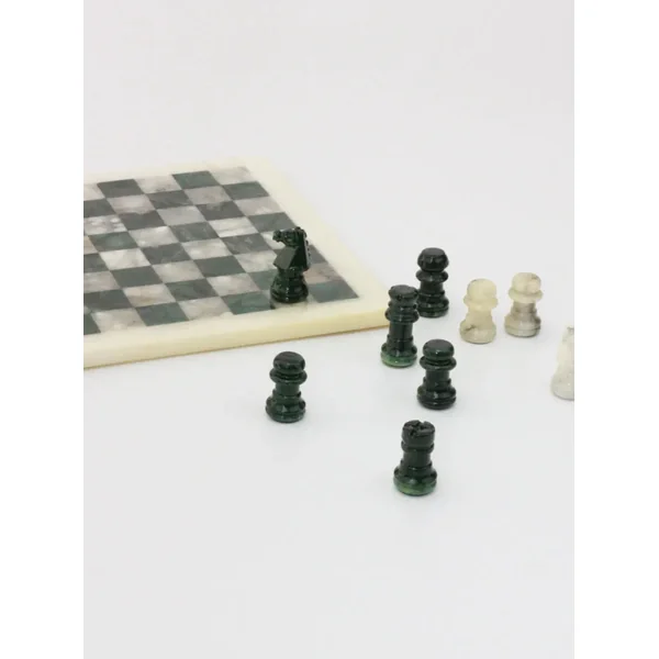 Vintage Green and White Marble Chessboard