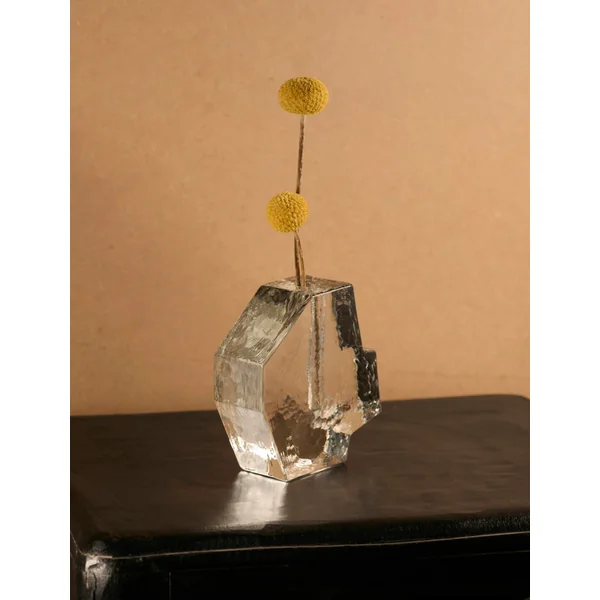 Vintage Scandinavian Clear Vase in Glass and Clear Glass