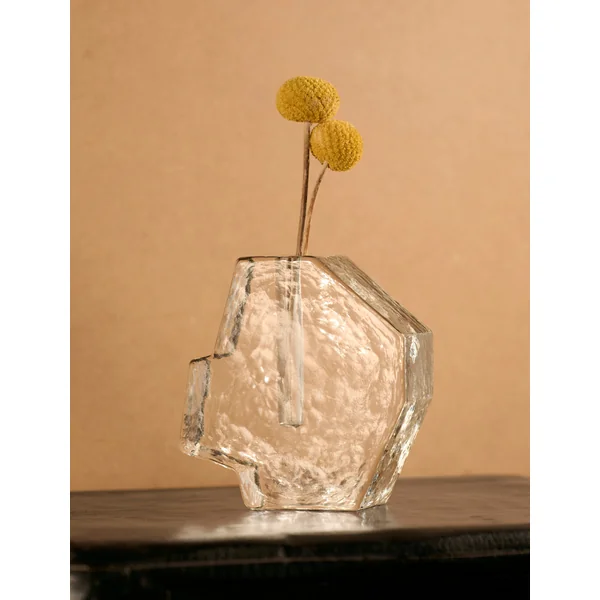 Vintage Scandinavian Clear Vase in Glass and Clear Glass