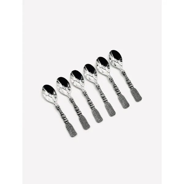 Vintage six silver-plated tassel moka spoons