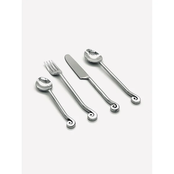 Vintage spiral cutlery set of four in stainless steel