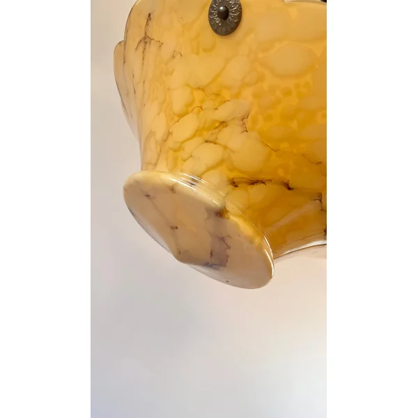 Vintage Swedish Marbled Glass Pendant Light – Alabaster Bowl c.1940s