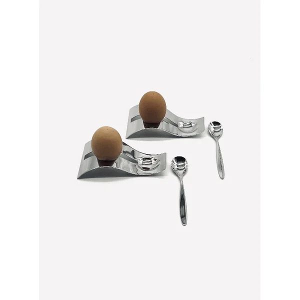 Vintage swirl egg cups in stainless steel